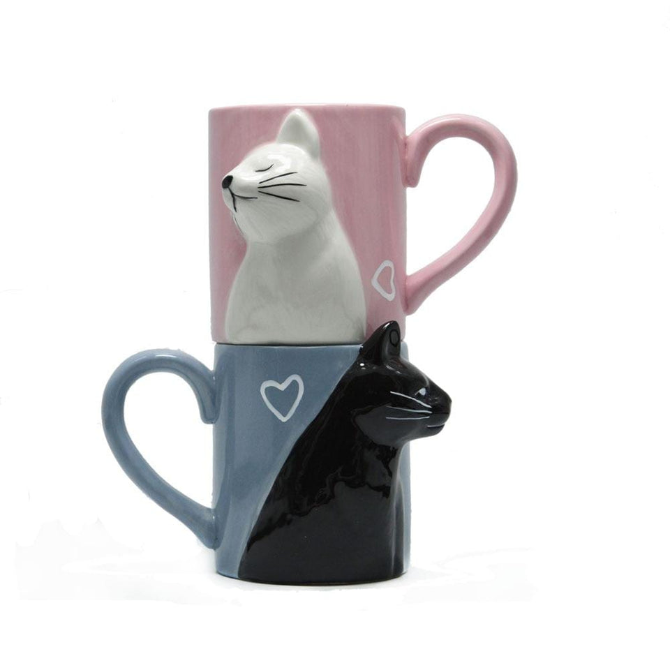 Kissing Cats Cup Couple Mug Set