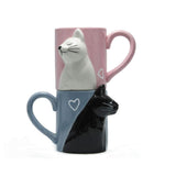 Kissing Cats Cup Couple Mug Set