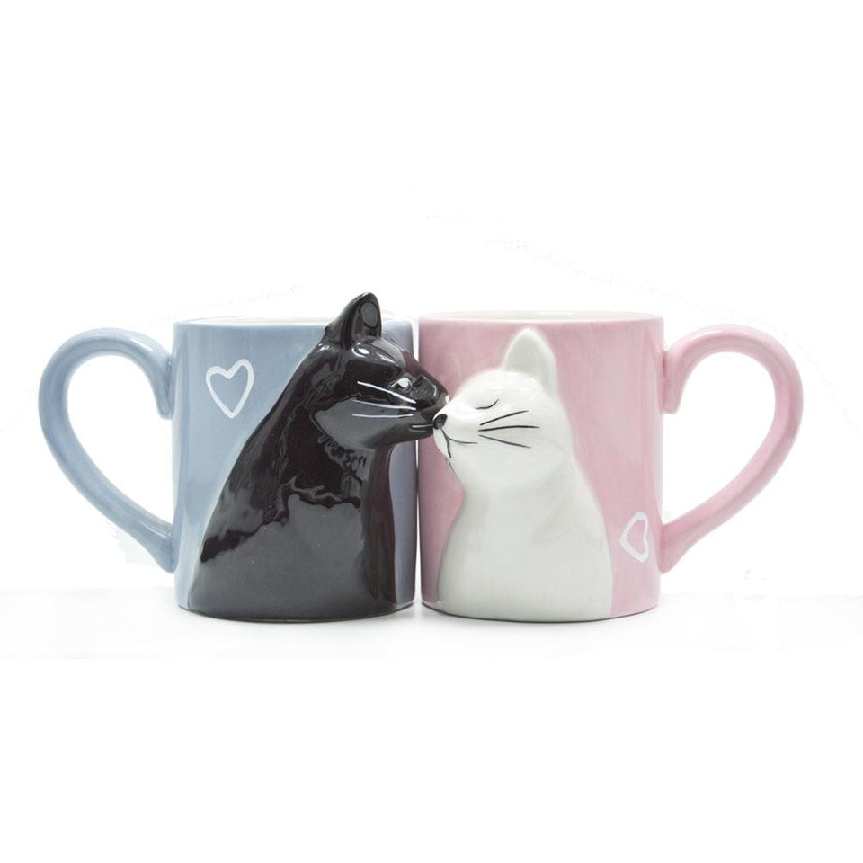 Kissing Cats Cup Couple Mug Set