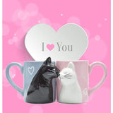 Kissing Cats Cup Couple Mug Set